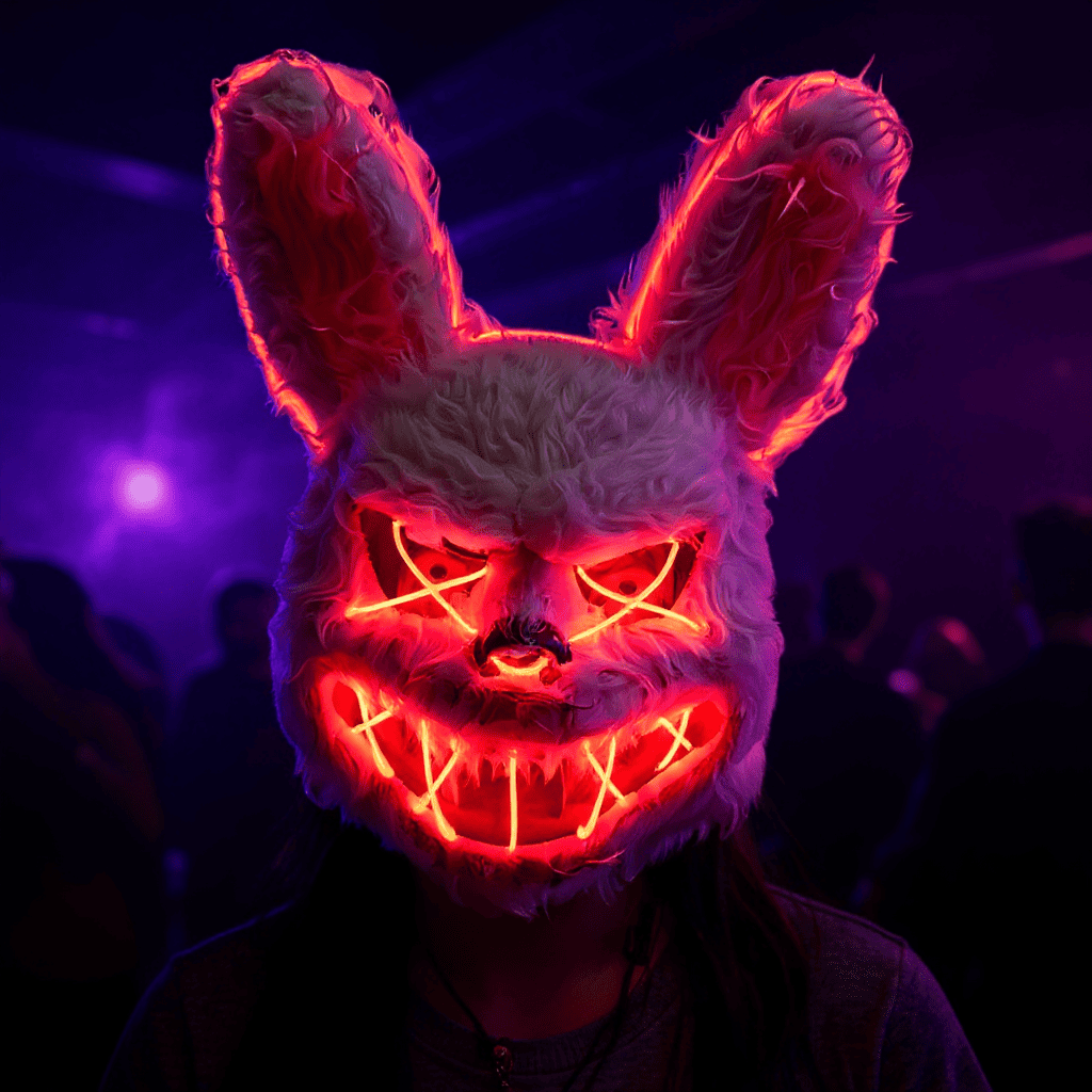 Mascara Halloween Conejo Luz Led